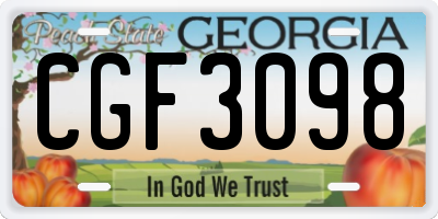 GA license plate CGF3098