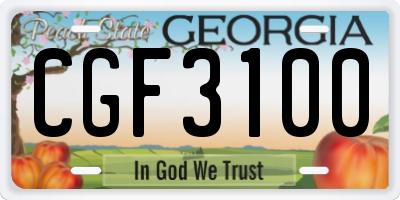 GA license plate CGF3100
