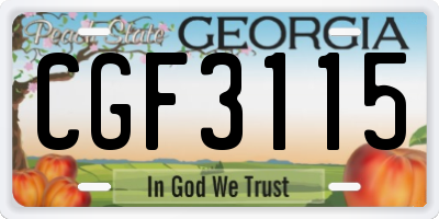 GA license plate CGF3115