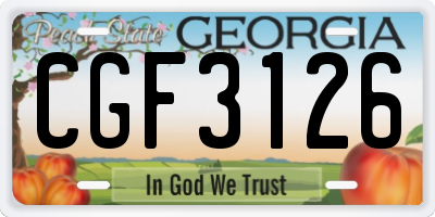 GA license plate CGF3126