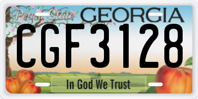 GA license plate CGF3128