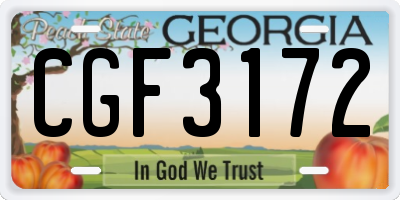 GA license plate CGF3172
