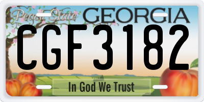 GA license plate CGF3182