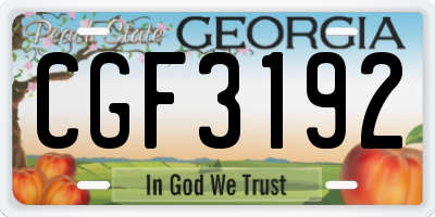 GA license plate CGF3192