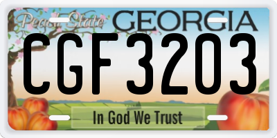 GA license plate CGF3203