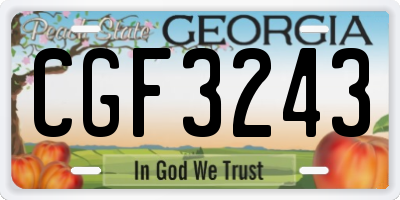 GA license plate CGF3243