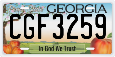 GA license plate CGF3259