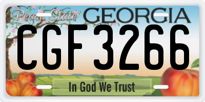 GA license plate CGF3266