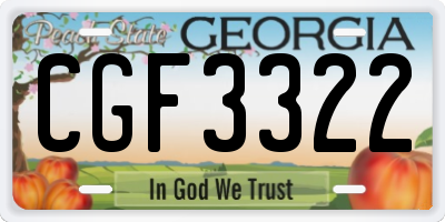 GA license plate CGF3322