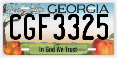 GA license plate CGF3325