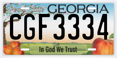 GA license plate CGF3334