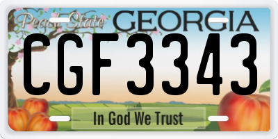 GA license plate CGF3343