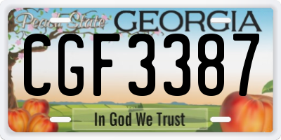 GA license plate CGF3387
