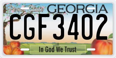 GA license plate CGF3402