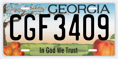 GA license plate CGF3409