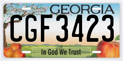 GA license plate CGF3423