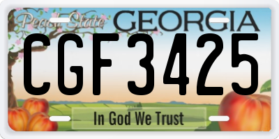 GA license plate CGF3425