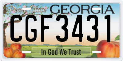 GA license plate CGF3431