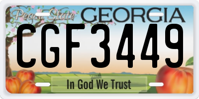 GA license plate CGF3449