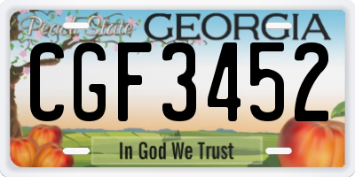 GA license plate CGF3452