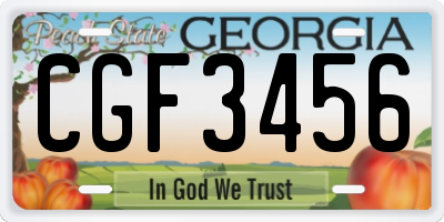 GA license plate CGF3456