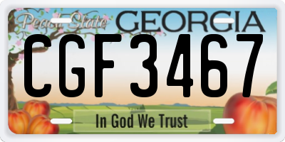 GA license plate CGF3467