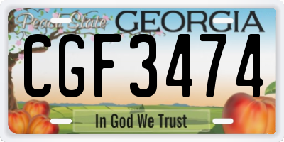 GA license plate CGF3474