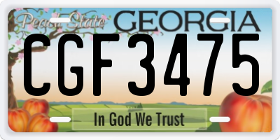 GA license plate CGF3475