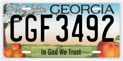 GA license plate CGF3492