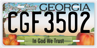 GA license plate CGF3502