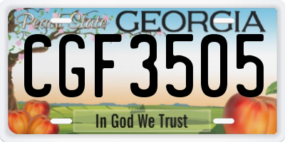 GA license plate CGF3505