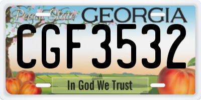 GA license plate CGF3532