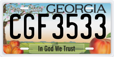 GA license plate CGF3533
