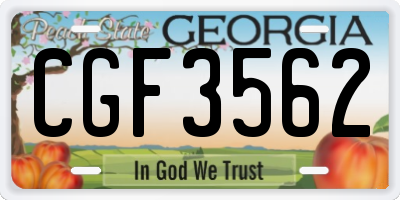GA license plate CGF3562