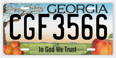 GA license plate CGF3566