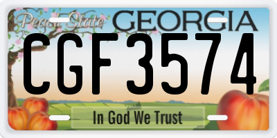 GA license plate CGF3574