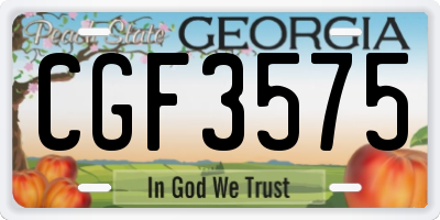 GA license plate CGF3575