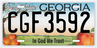 GA license plate CGF3592