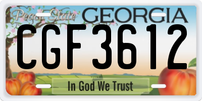 GA license plate CGF3612