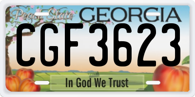 GA license plate CGF3623