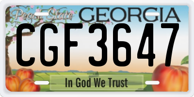 GA license plate CGF3647