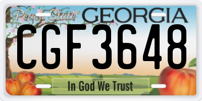 GA license plate CGF3648