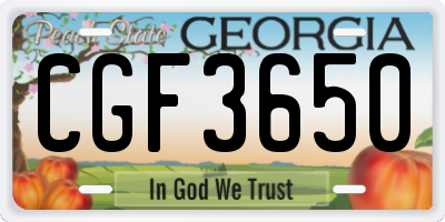 GA license plate CGF3650