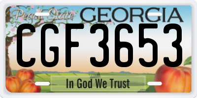 GA license plate CGF3653