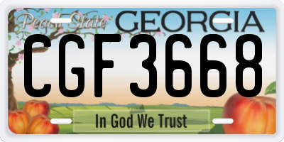GA license plate CGF3668