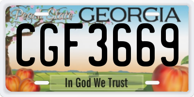 GA license plate CGF3669