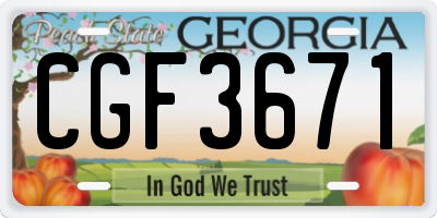 GA license plate CGF3671