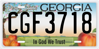 GA license plate CGF3718
