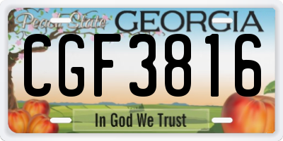 GA license plate CGF3816
