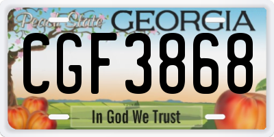 GA license plate CGF3868